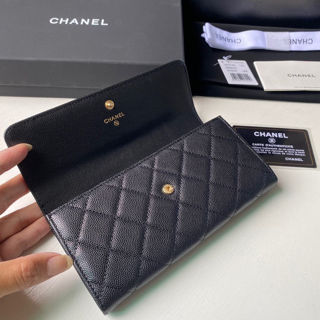 Chanel Long Flap Wallet Grained shiny calfskin AP2740 Black - Default Title - View 7