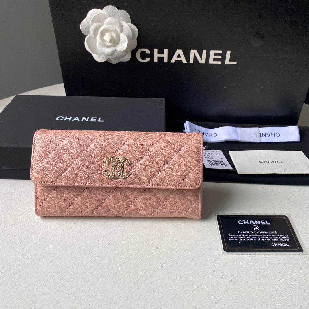 Chanel Long Flap Wallet Grained shiny calfskin AP2740 Pink - Default Title - View 1