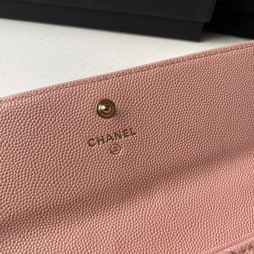 Chanel Long Flap Wallet Grained shiny calfskin AP2740 Pink