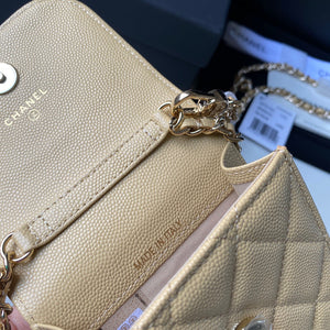 Chanel Phone Airpods Pro Case with Chain Grained Shiny AP2742 Apricot - Default Title - View 9