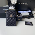 Chanel Phone Airpods Pro Case with Chain Grained Shiny AP2740 black - Default Title - View 1