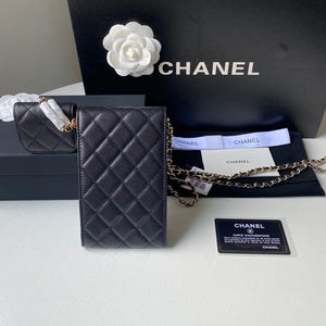 Chanel Phone Airpods Pro Case with Chain Grained Shiny AP2740 black - Default Title - View 2