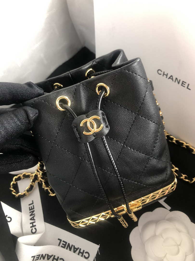 Chanel AP2750 Bucket Bag Shoulder Bag Lambskin Black - Default Title - View 1