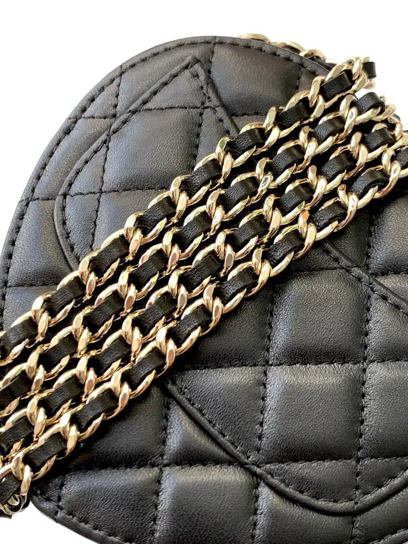 Chanel AP2784 Heart Clutch with Chain Lambskin Gold-Tone Metal