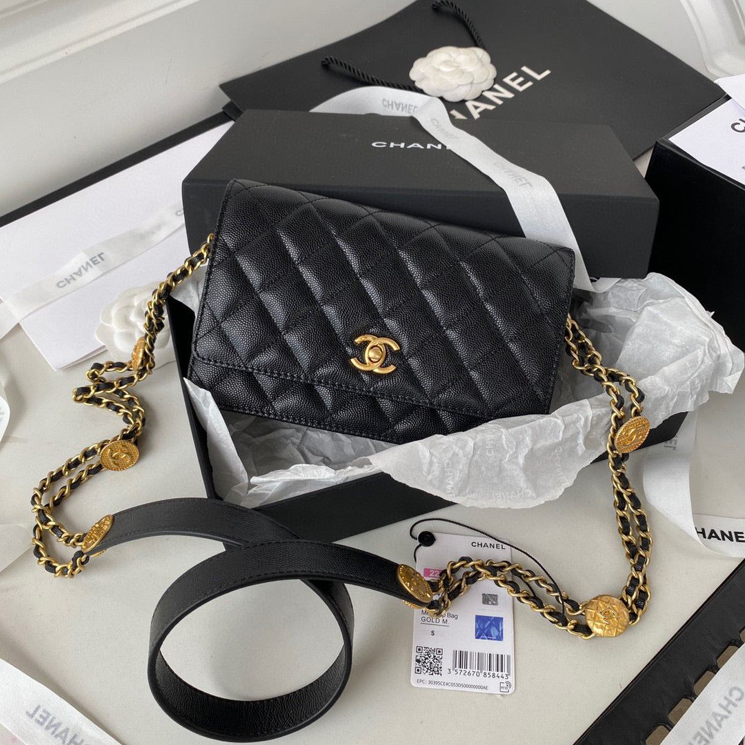 Chanel AP2840 Small Flap Bags Calfskin Black - Default Title - View 1