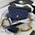 Chanel AP2840 Small Flap Bags Calfskin Navy Blue - Default Title - View 1