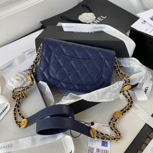 Chanel AP2840 Small Flap Bags Calfskin Navy Blue - Default Title - View 2