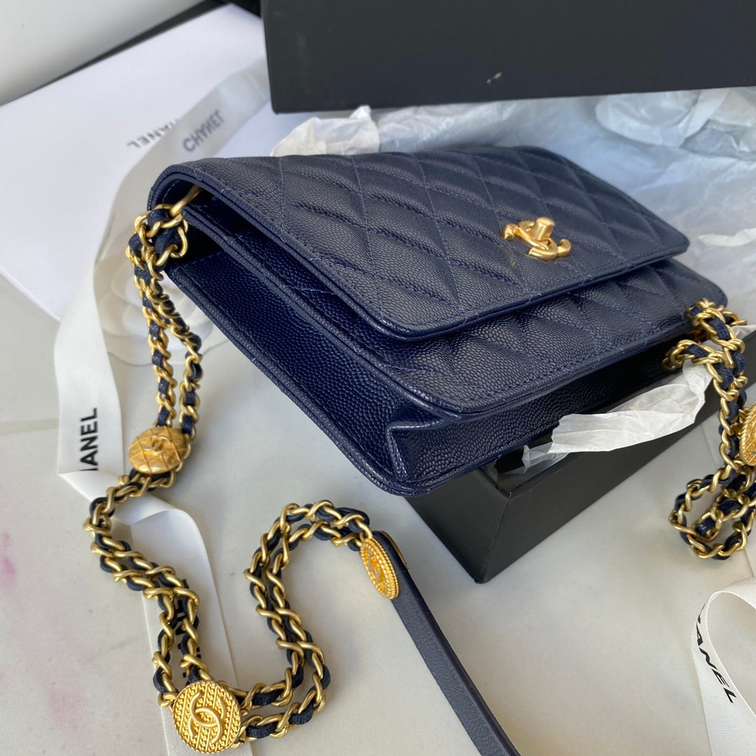 Chanel AP2840 Small Flap Bags Calfskin Navy Blue - Default Title - View 5