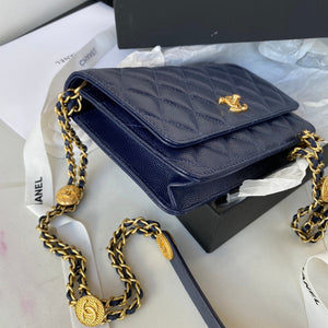 Chanel AP2840 Small Flap Bags Calfskin Navy Blue - Default Title - View 5