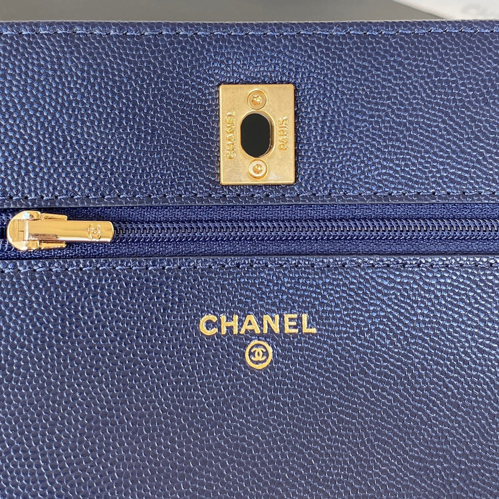 Chanel AP2840 Small Flap Bags Calfskin Navy Blue