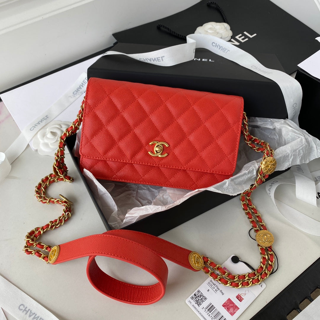 Chanel AP2840 Small Flap Bags Calfskin Red - Default Title - View 1