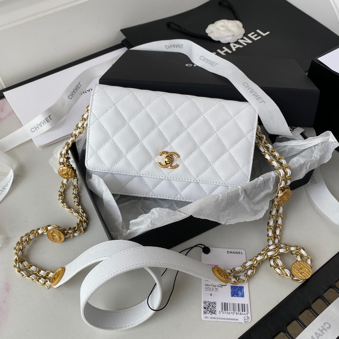 Chanel AP2840 Small Flap Bags Calfskin White - Default Title - View 1