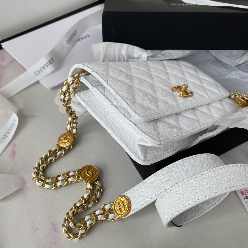 Chanel AP2840 Small Flap Bags Calfskin White