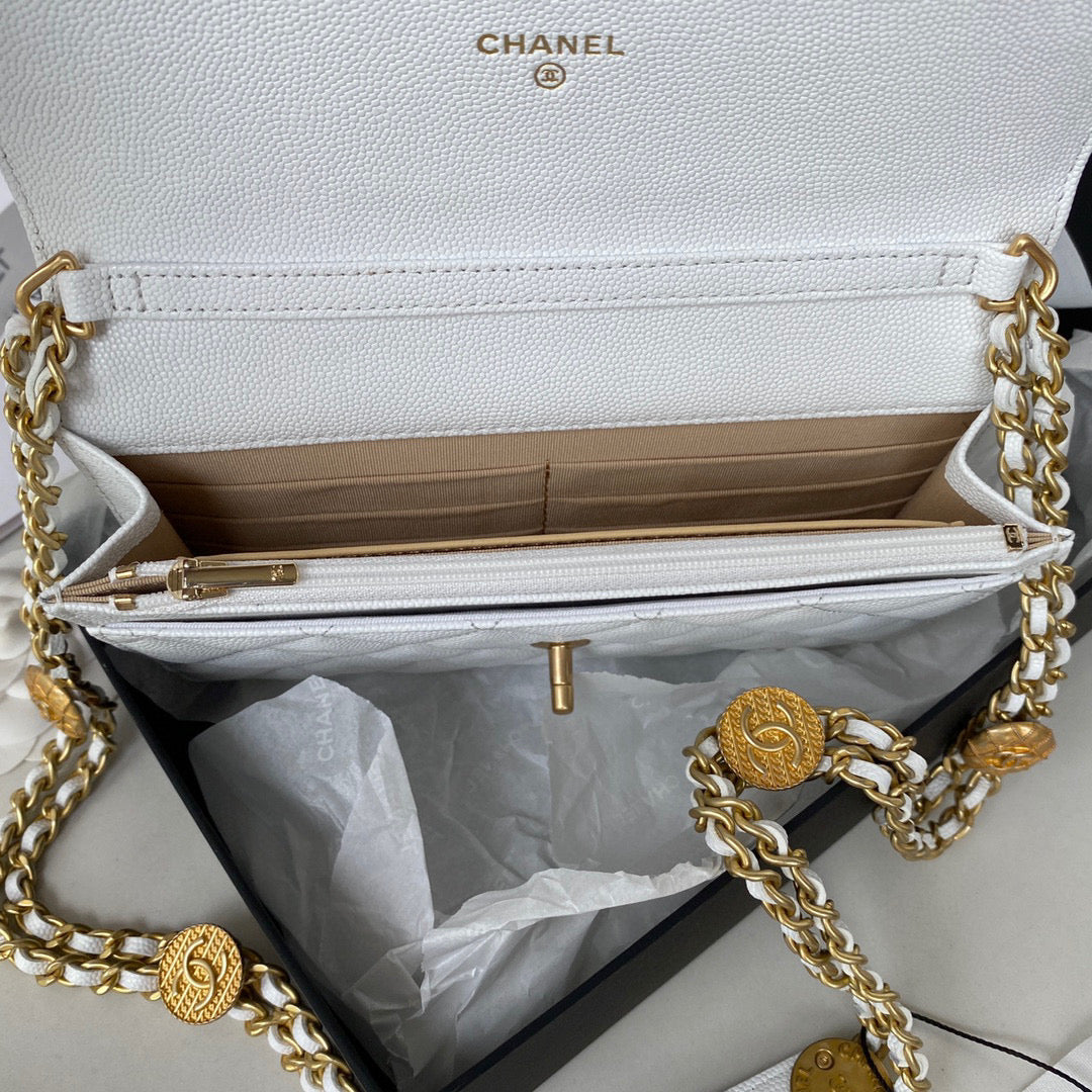 Chanel AP2840 Small Flap Bags Calfskin White