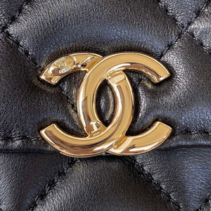 Chanel AP2844 Wallet on chain Lambskin bag with top handle Light gold Black - Default Title - View 3
