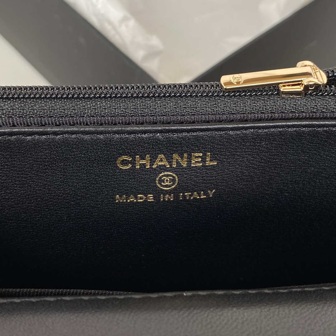 Chanel AP2844 Wallet on chain Lambskin bag with top handle Light gold Black - Default Title - View 8