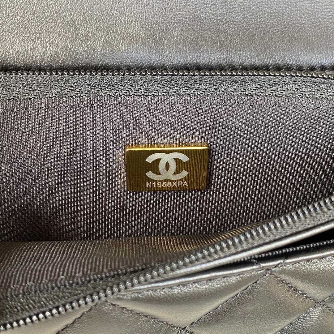Chanel AP2844 Wallet on chain Lambskin bag with top handle Light gold Black - Default Title - View 9