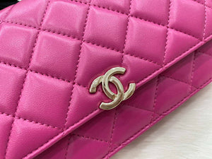 Chanel AP2844 Wallet on chain Lambskin bag with top handle Light gold Dark Pink - Default Title - View 3