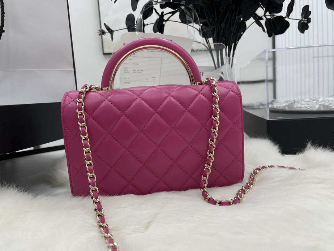 Chanel AP2844 Wallet on chain Lambskin bag with top handle Light gold Dark Pink - Default Title - View 4