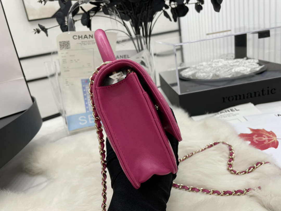 Chanel AP2844 Wallet on chain Lambskin bag with top handle Light gold Dark Pink - Default Title - View 5