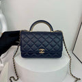 Chanel AP2844 Wallet on chain Lambskin bag with top handle Light gold Navy Blue - Default Title - View 1