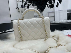 Chanel AP2844 Wallet on chain Lambskin bag with top handle Light gold White - Default Title - View 4
