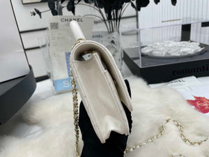 Chanel AP2844 Wallet on chain Lambskin bag with top handle Light gold White - Default Title - View 5