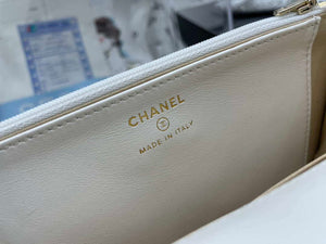 Chanel AP2844 Wallet on chain Lambskin bag with top handle Light gold White - Default Title - View 9