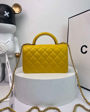 Chanel AP2844 Wallet on chain Lambskin bag with top handle Light gold Yellow - Default Title - View 2