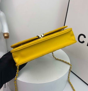 Chanel AP2844 Wallet on chain Lambskin bag with top handle Light gold Yellow - Default Title - View 9