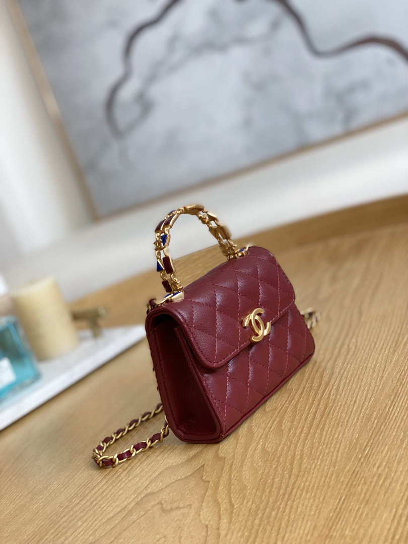 Chanel AP2944 Clutch with Chain Lambskin Wine Red - Default Title - View 3