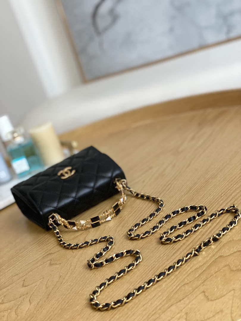 Chanel AP2945 Clutch with Chain Lambskin Black Gold - Default Title - View 6