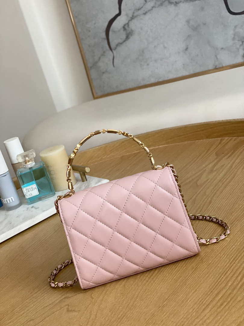 Chanel AP2945 Clutch with Chain Lambskin Light Pink Gold - Default Title - View 3