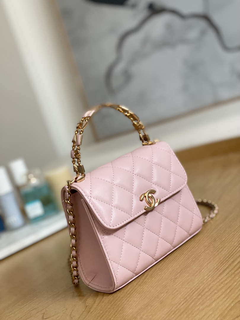 Chanel AP2945 Clutch with Chain Lambskin Light Pink Gold - Default Title - View 4