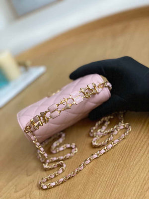 Chanel AP2945 Clutch with Chain Lambskin Light Pink Gold - Default Title - View 5