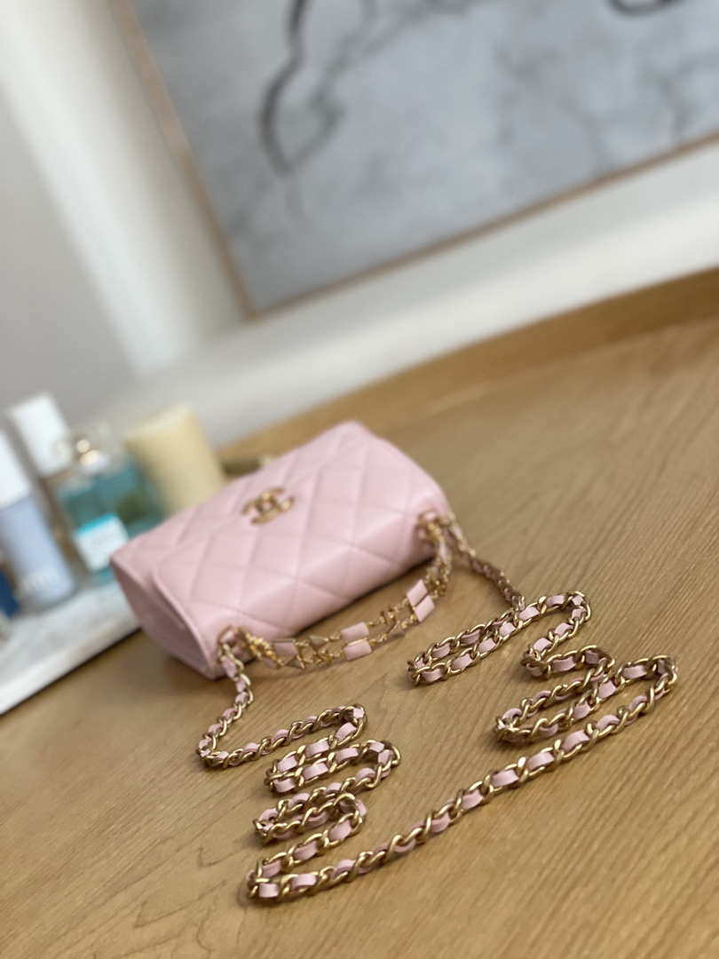 Chanel AP2945 Clutch with Chain Lambskin Light Pink Gold - Default Title - View 6