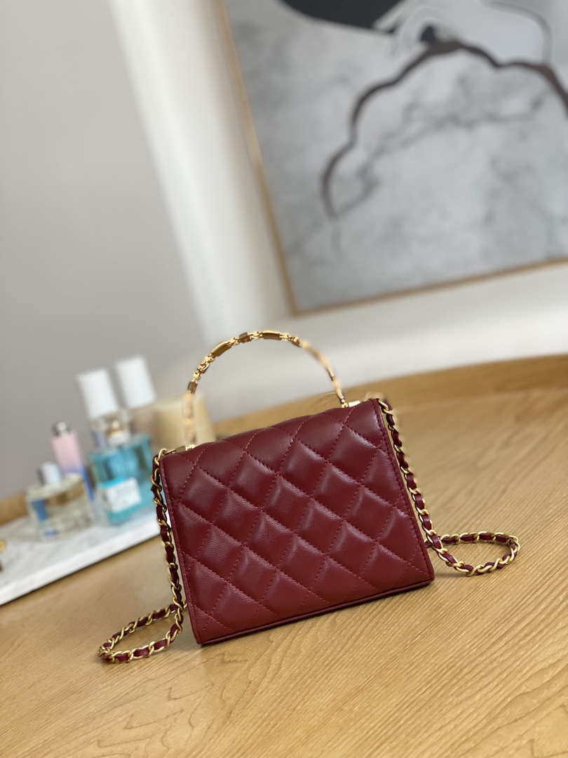 Chanel AP2945 Clutch with Chain Lambskin Wine Red Gold