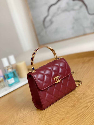 Chanel AP2945 Clutch with Chain Lambskin Wine Red Gold - Default Title - View 3