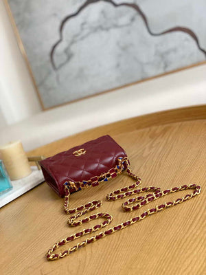 Chanel AP2945 Clutch with Chain Lambskin Wine Red Gold - Default Title - View 6