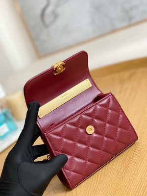 Chanel AP2945 Clutch with Chain Lambskin Wine Red Gold - Default Title - View 8