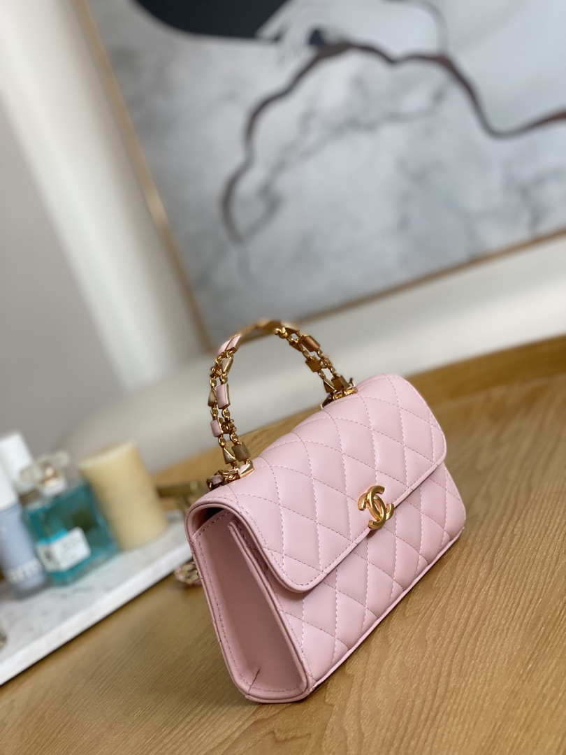 Chanel AP2946 Phone Holder Clutch with Chain Lambskin Pink