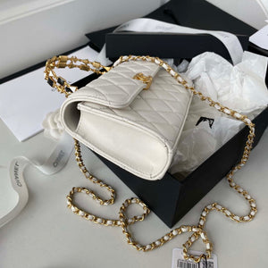 Chanel AP2946 Phone Holder Clutch with Chain Lambskin White - Default Title - View 5