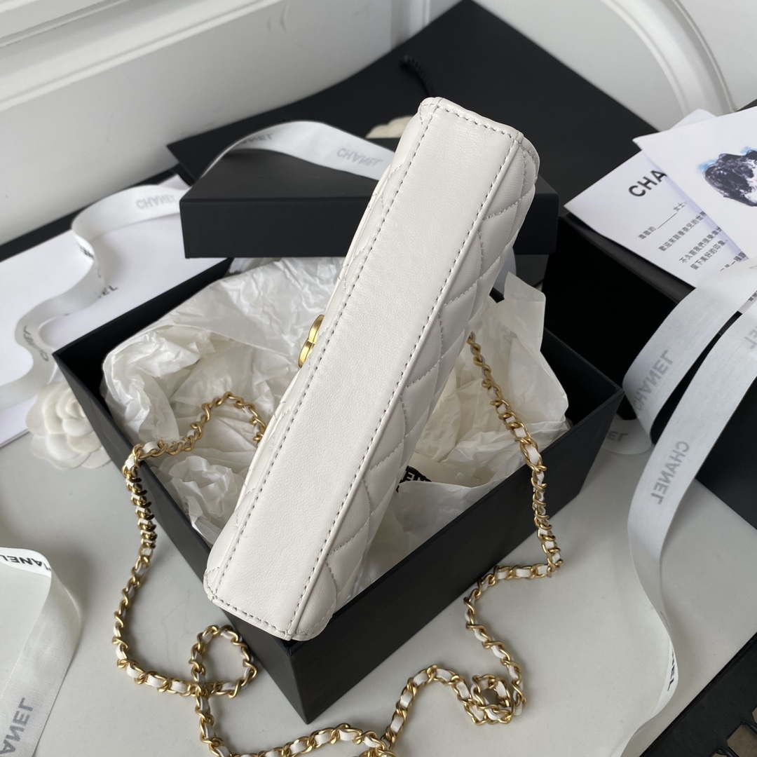 Chanel AP2946 Phone Holder Clutch with Chain Lambskin White - Default Title - View 6