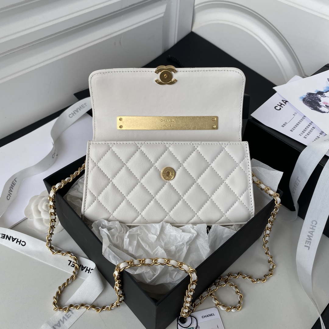 Chanel AP2946 Phone Holder Clutch with Chain Lambskin White - Default Title - View 7