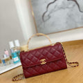 Chanel AP2946 Phone Holder Clutch with Chain Lambskin Wine Red - Default Title - View 1