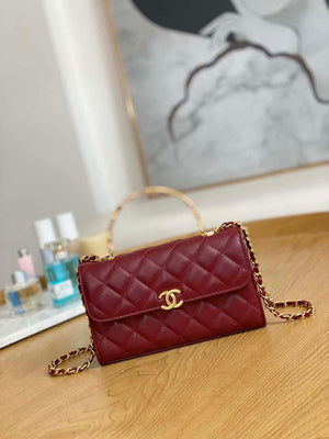 Chanel AP2946 Phone Holder Clutch with Chain Lambskin Wine Red - Default Title - View 1