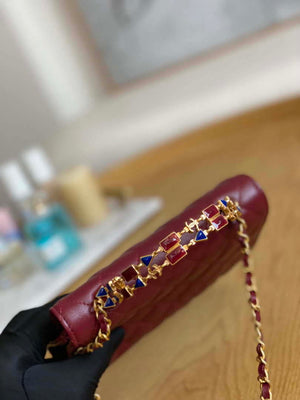 Chanel AP2946 Phone Holder Clutch with Chain Lambskin Wine Red - Default Title - View 5