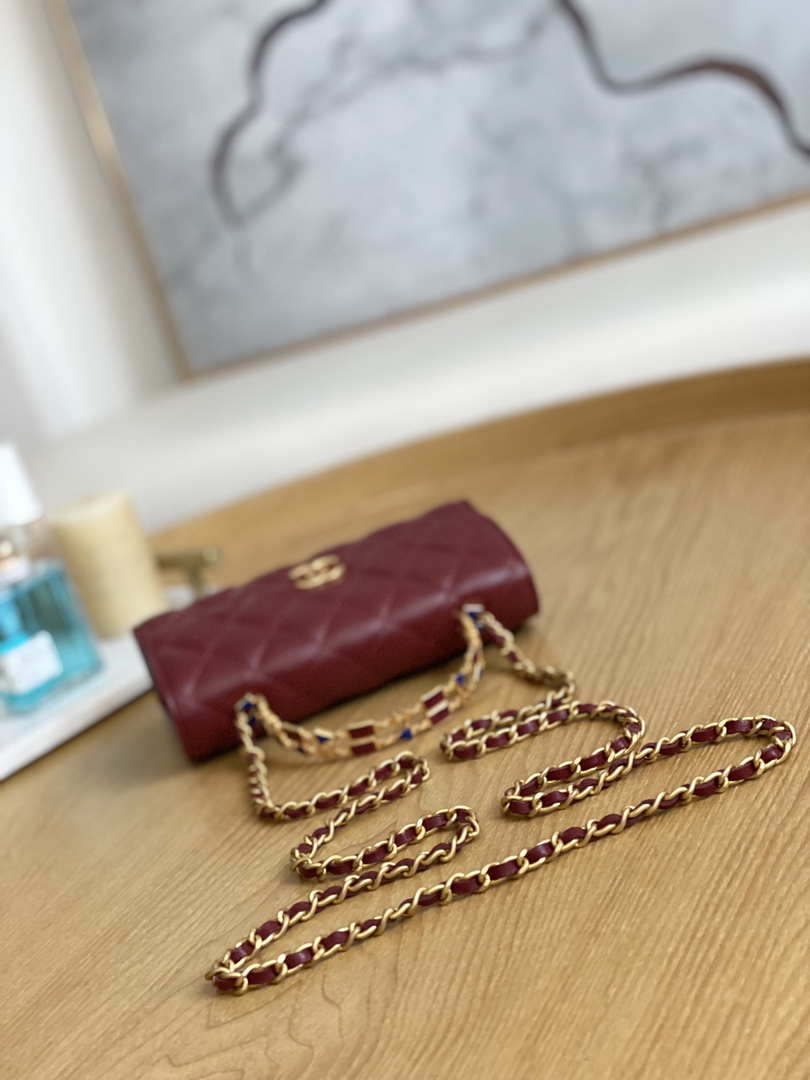 Chanel AP2946 Phone Holder Clutch with Chain Lambskin Wine Red - Default Title - View 6