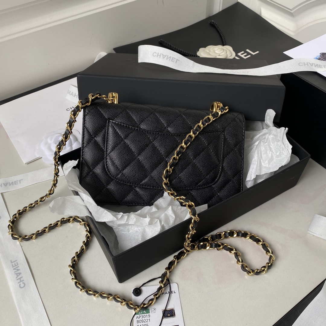 Chanel AP3019 Small Flap Bag WOC Calfskin Phone bag Black - Default Title - View 2