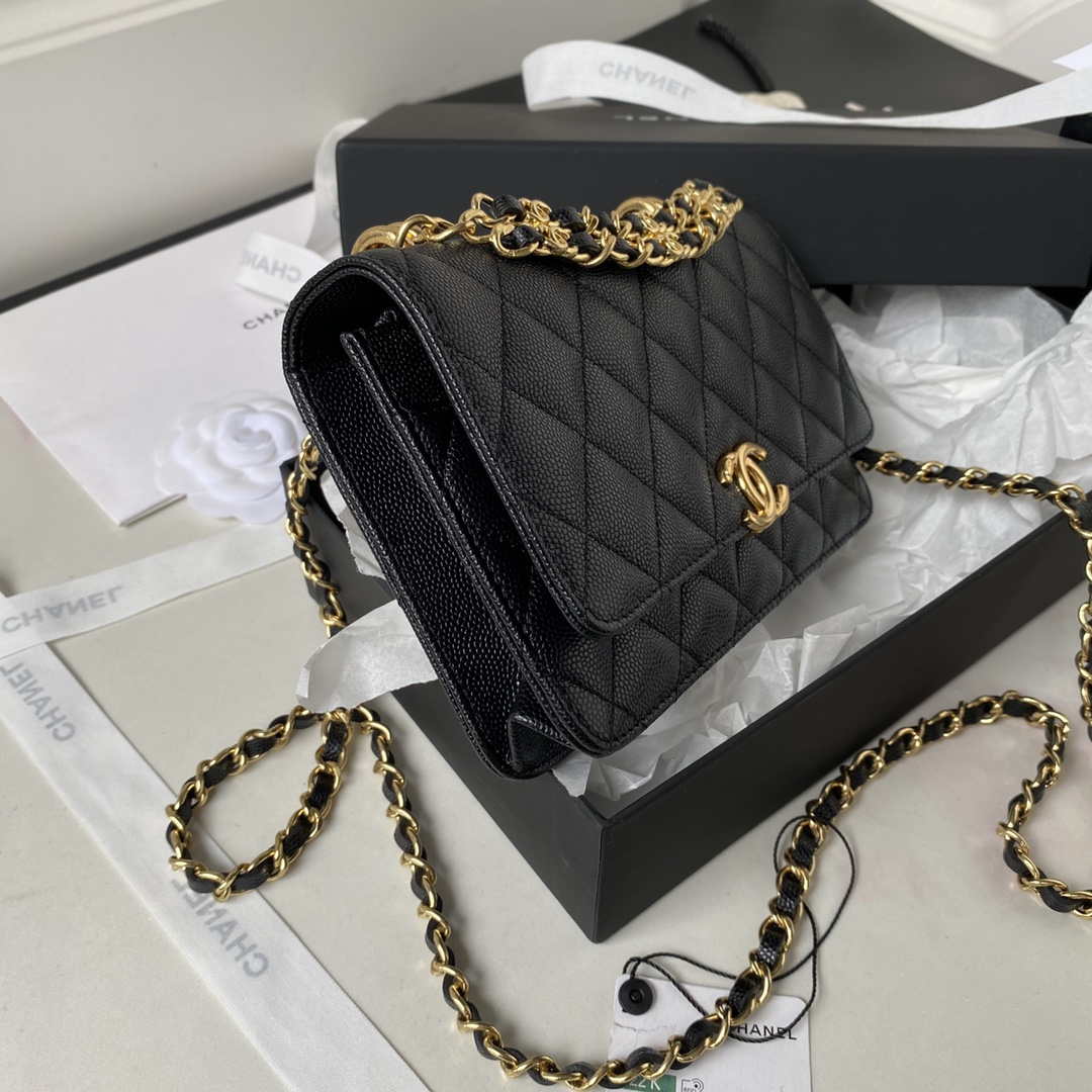 Chanel AP3019 Small Flap Bag WOC Calfskin Phone bag Black - Default Title - View 6
